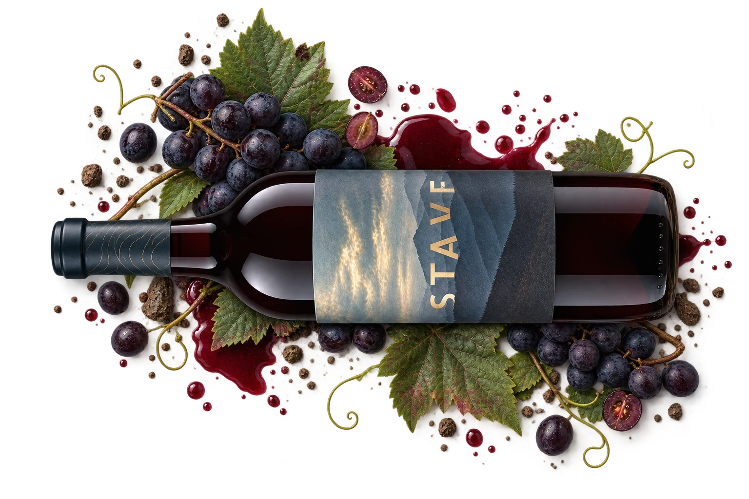 Stave red wine bottle